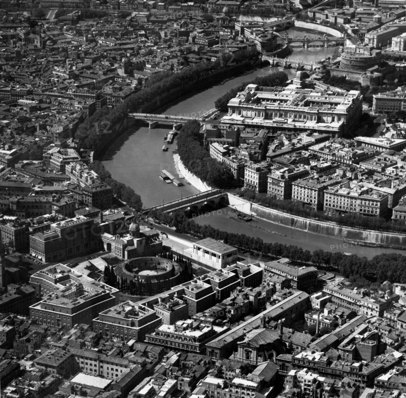 Aerial View Of A Stretch Of The Tiber In Rome. 1955