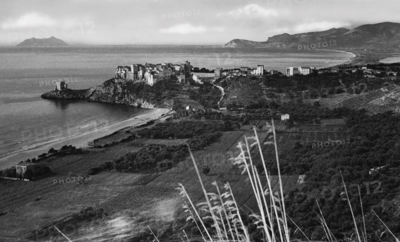 Italy. Lazio. View Of Sperlonga With The Beach Spiaggia Dell'angolo. 1955
