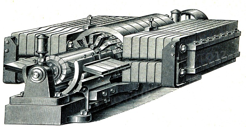 Siemens dynamo for electrolytic refining of metals.