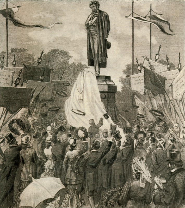 Unveiling of monument to Alexander Pushkin.