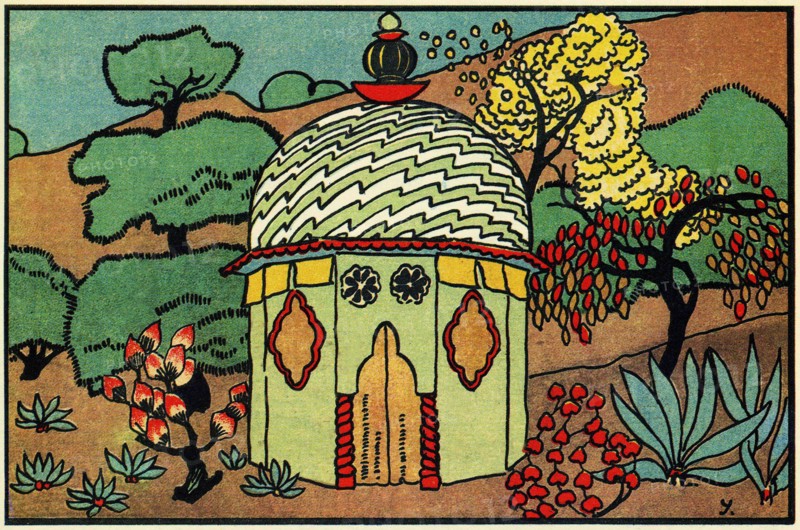 Round arbor in the garden.