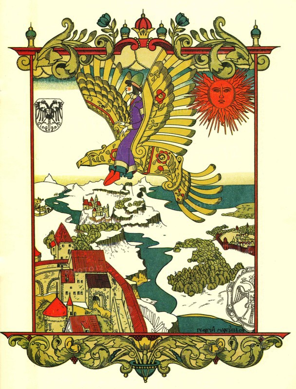 Boy flying on the eagle.
