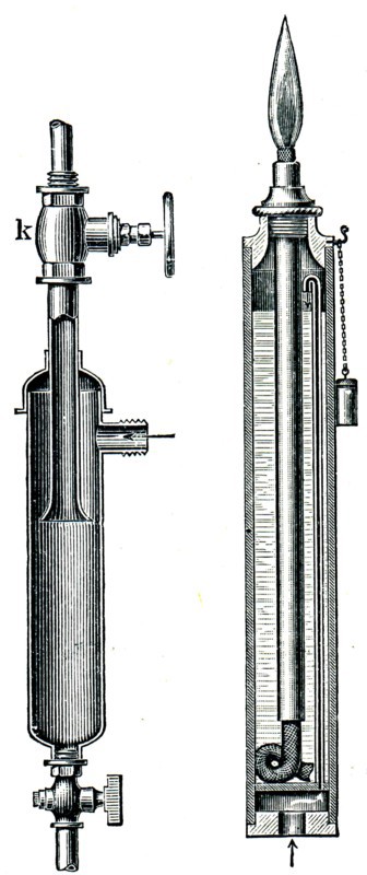 Steam drier and gasoline spark.