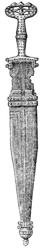 Iron sword in a bronze scabbard.