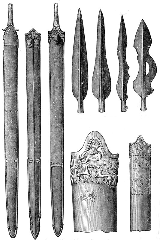 Iron swords and spears.