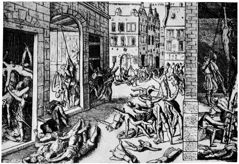 The massacre the Spaniards after the capture of Antwerp in 1876.