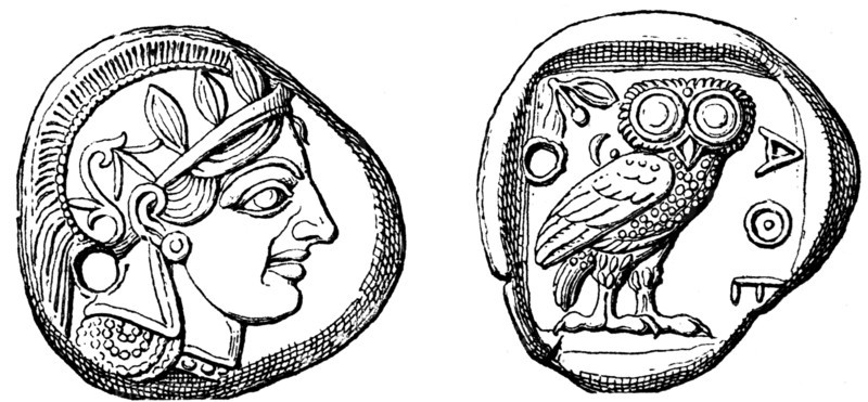 Head of Pallas, Owl, Tetradrahmon Athens, the era of the Persian Wars.