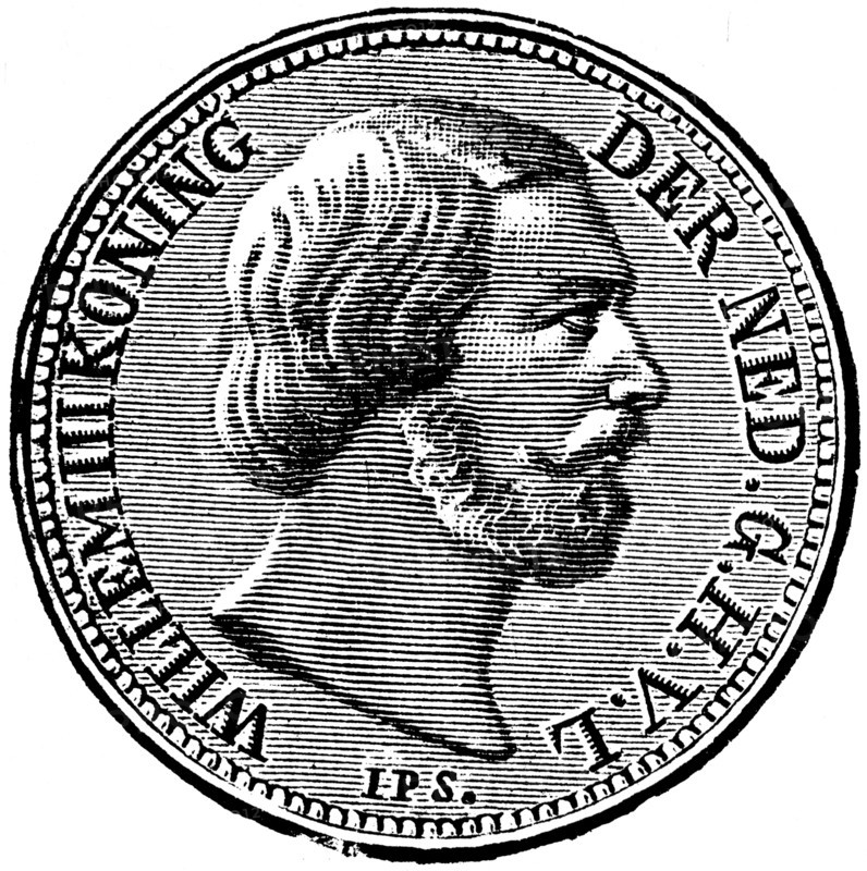 William I on the coin of one guilder.