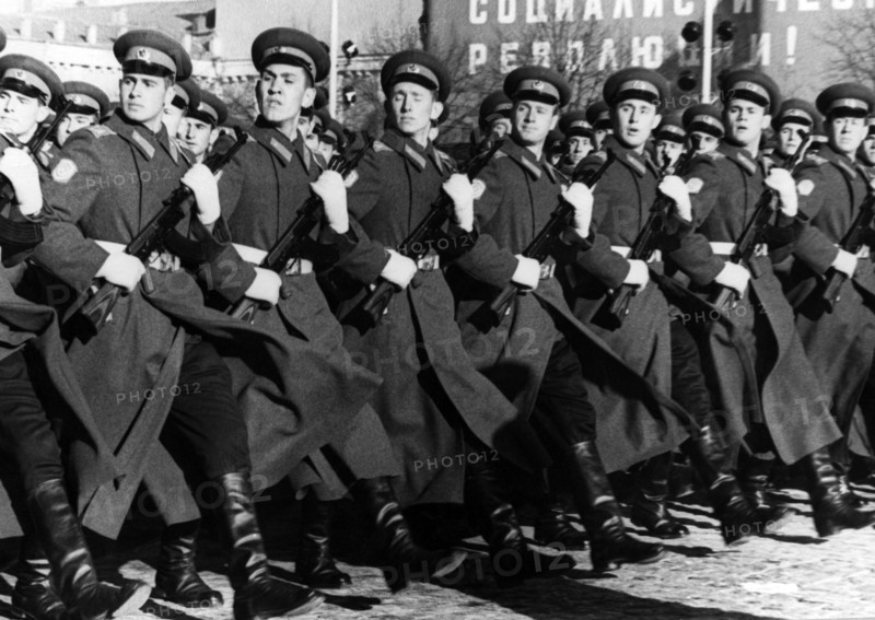 Garrison parade, the infantry in red square.