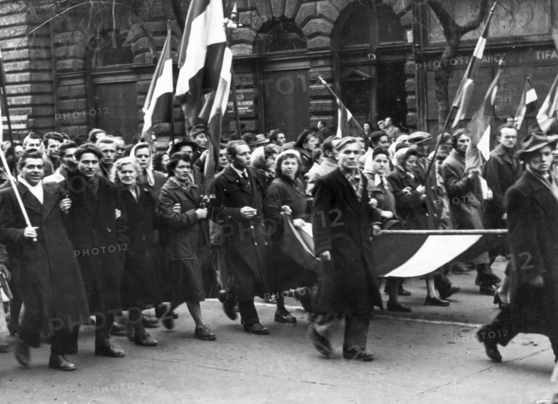 Hungarians In Demonstration Against The Russian Occupation In Budapest.