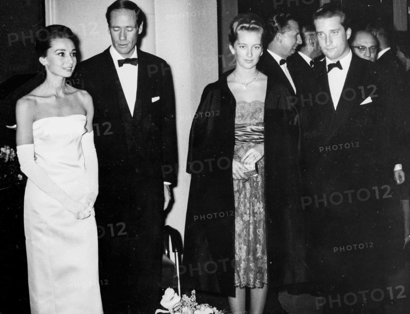 Audrey Hepburn, Mel Ferrer, Prince Albert II and Paola Ruffo Di Calabria.