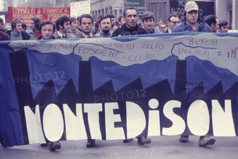 Montedison trade union protest, milan, 70's