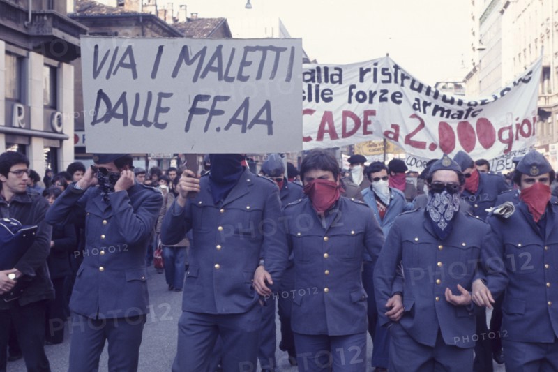 Trade union protest, milan, 70's