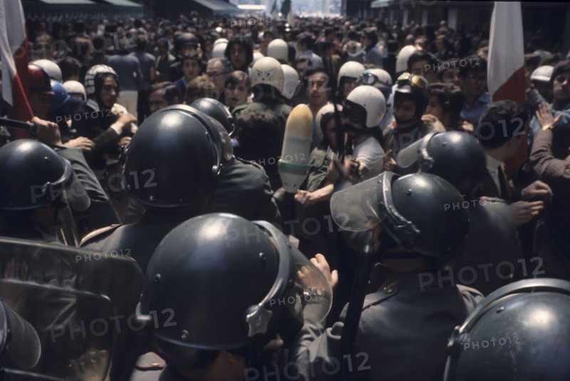 Police and demonstrating, 70's