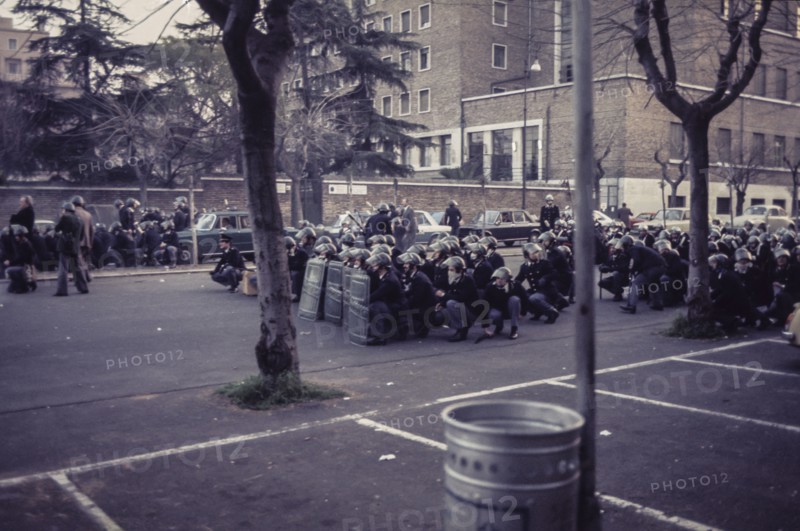 Police forces during a demonstration, 70's