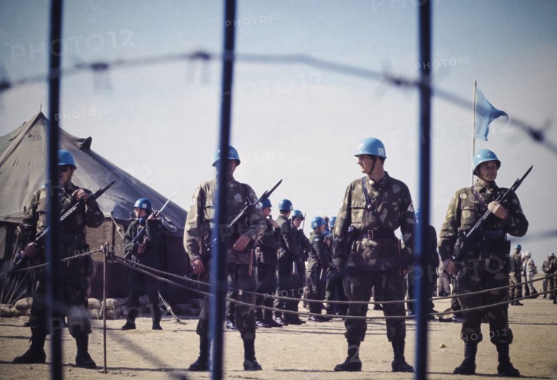 Onu soldier, lebanon refugee camp, 70's