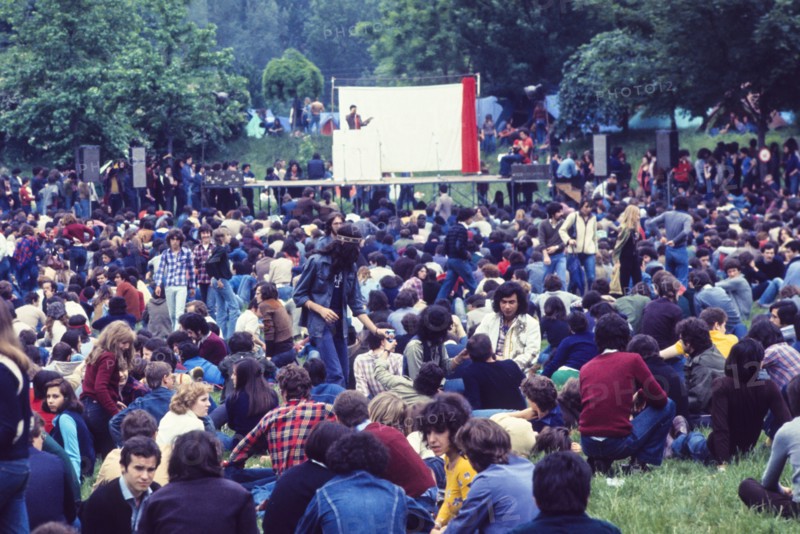 Young people at pop music festival, 70's
