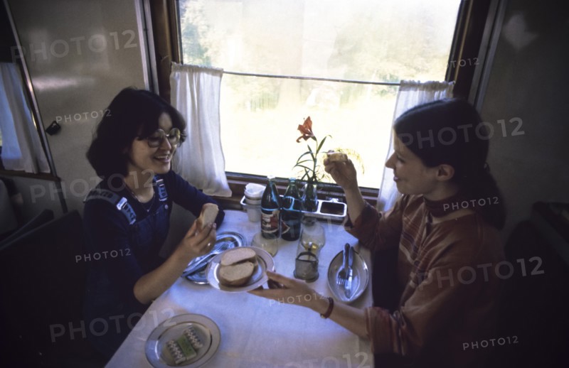 Ussr, siberia, two women on trans-siberian railways