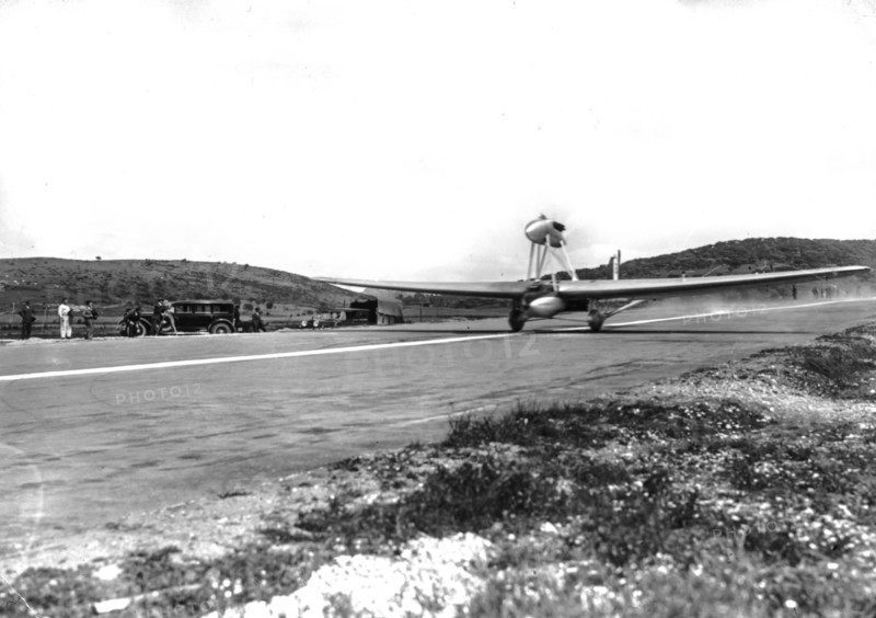 The plane Savoia-Marchetti S.64 by ferrari and del prete  takes off for trasvolata Italy- brazil, 1928