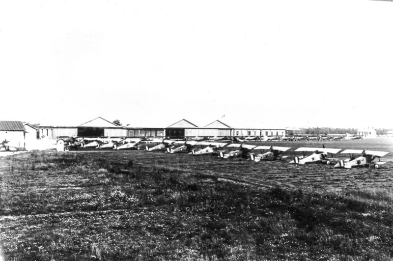Airport of Treviso with fighter airplanes in line, 1916