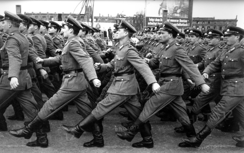 Parade of the people's police departments, volkspolizei, marx- engels platz, east berlin, germany