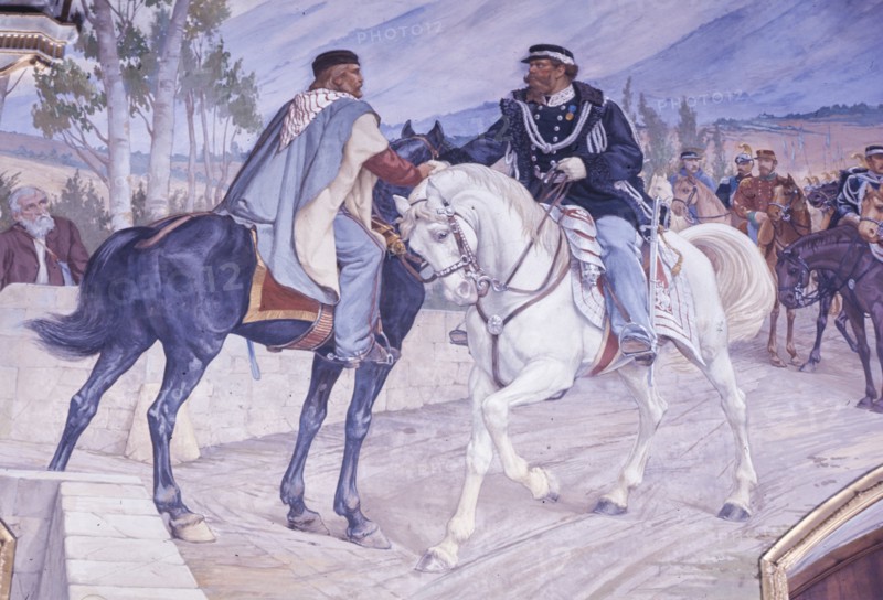 Meeting between giuseppe garibaldi and vittorio emanuele II, or teano meeting, October 26, 1860
