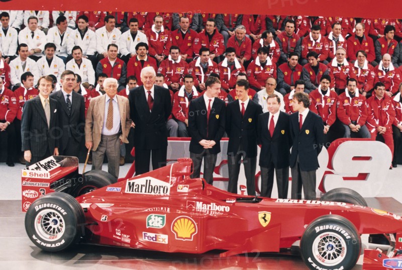 Ferrari F399 , Luca di Montezemolo, Paolo Cantarella, Giovanni Agnelli, Paolo Fresco, Eddie Irvine, Michael Schumacher, 90s