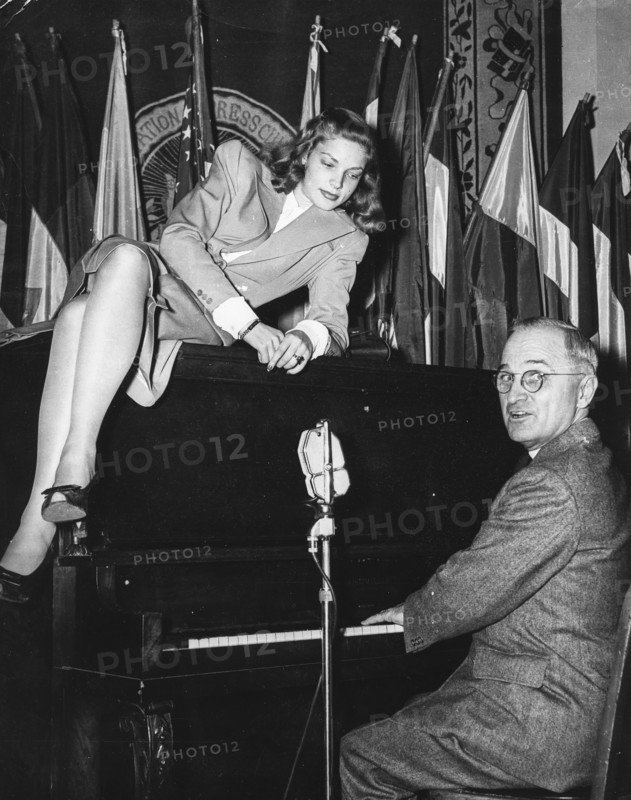 Lauren bacall, harry truman, the national press club canteen, washington dc, 1945