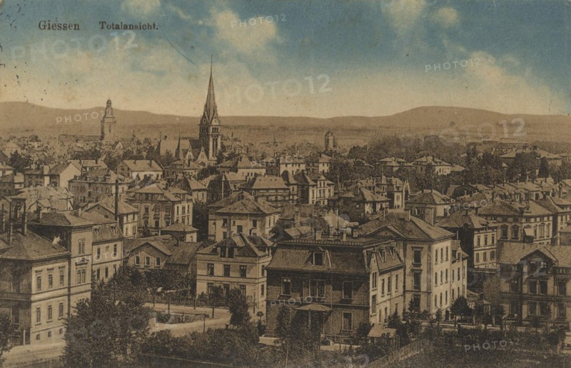 Giessen, Hesse, Germany, view from c. 1910, digital reproduction of a public domain postcard.