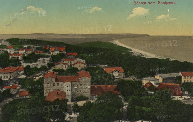 Baltic seaside resort Goehren on the peninsula Mönchgut, district Vorpommern-Rügen, island Rügen, Mecklenburg-Western Pomerania, Germany, view from c. 1910, digital reproduction of a public domain postcard.