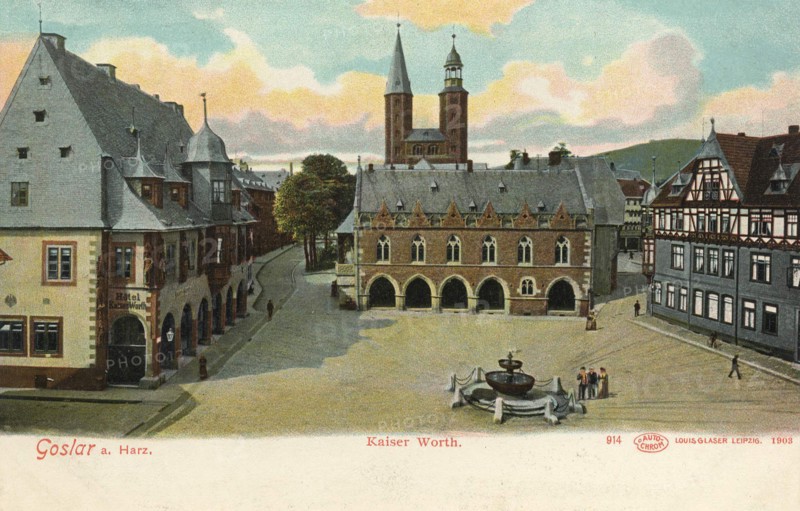 Kaiser Worth, Kaiserpfalz of Goslar, Lower Saxony, Germany, view from ca 1910, digital reproduction of a public domain postcard.