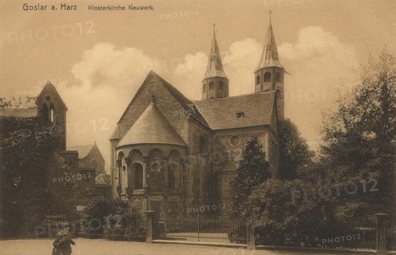 Neuwerk Monastery in Goslar, Lower Saxony, Germany, view from ca 1910, digital reproduction of a public domain postcard.
