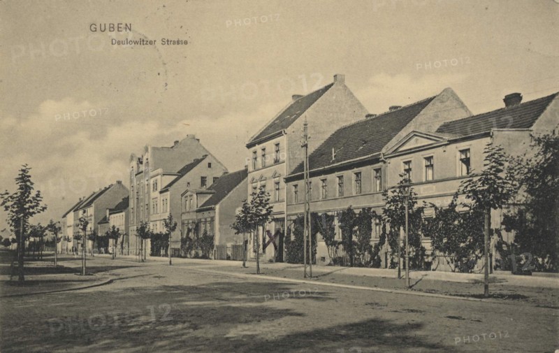 Deulowitzer Straße in Guben, in the district of Spree-Neiße in Lower Lusatia, Brandenburg, Germany, view from about 1910, digital reproduction of a public domain postcard.