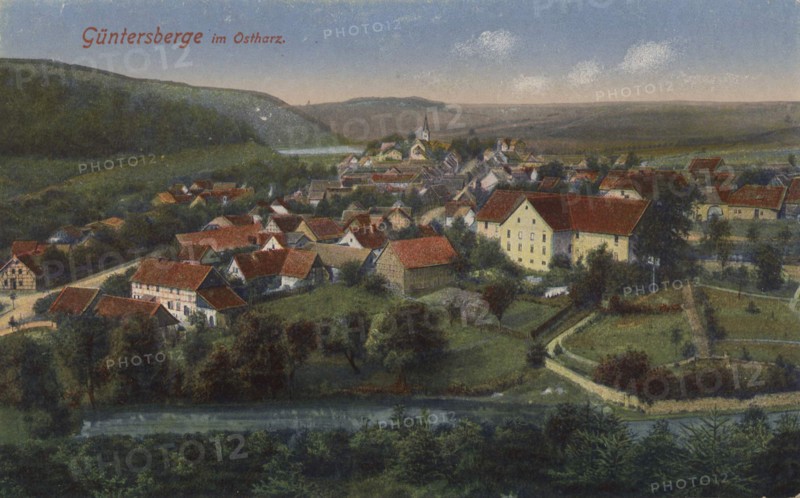 Güntersberge in the Eastern Harz Mountains, Harz County, Saxony-Anhalt, Germany, view from c. 1910, digital reproduction of a public domain postcard.