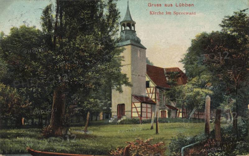 Lübben im Spreewald, county Dahme-Spreewald, Brandenburg, Germany, view from about 1910, digital reproduction of a public domain postcard.