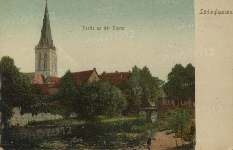 Lüdinghausen, Coesfeld county, North Rhine-Westphalia, Germany, view from c. 1910, digital reproduction of a public domain postcard.