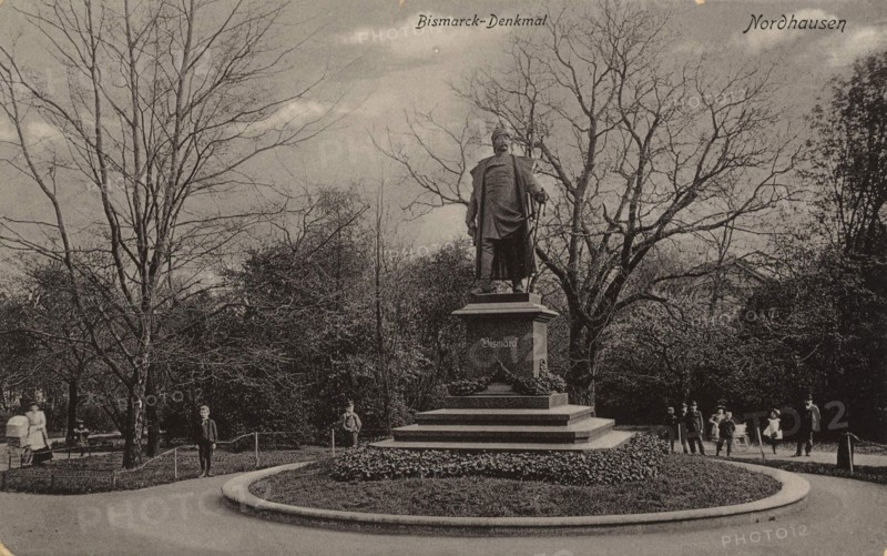 Bismarck monument of Nordhausen, Thuringia, Germany, view from ca 1910, digital reproduction of a public domain postcard.