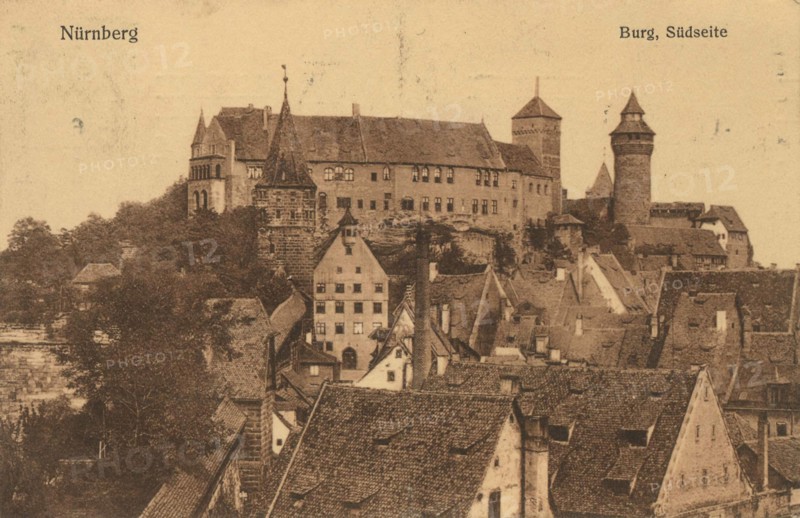 Castle of Nuremberg, Middle Franconia, Bavaria, Germany, view from about 1910, digital reproduction of a public domain postcard.