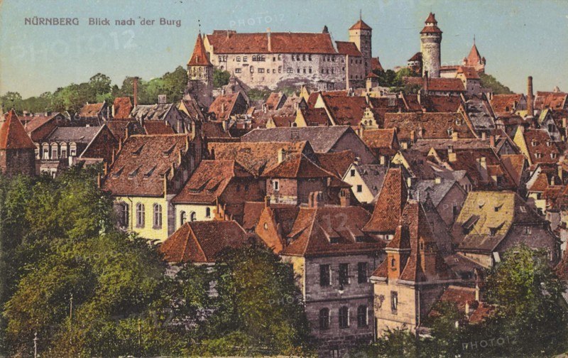 Castle of Nuremberg, Middle Franconia, Bavaria, Germany, view from about 1910, digital reproduction of a public domain postc.