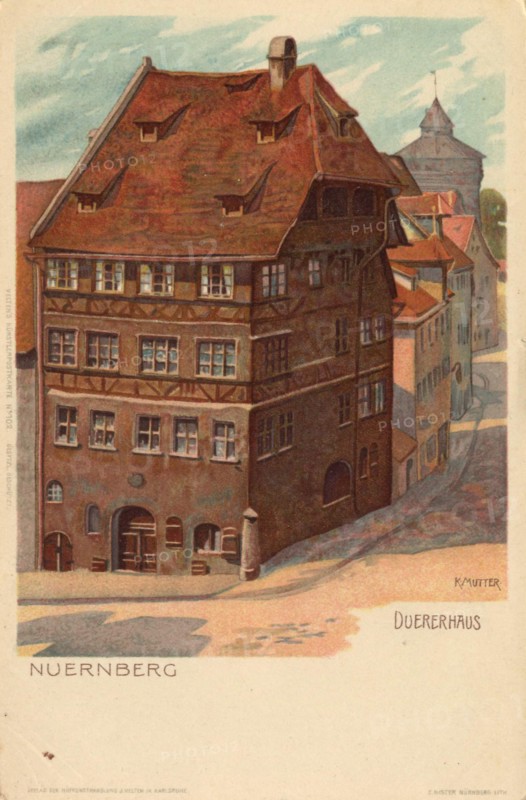 Dürerhaus in Nuremberg, Middle Franconia, Bavaria, Germany, view from ca 1910, digital reproduction of a public domain p.