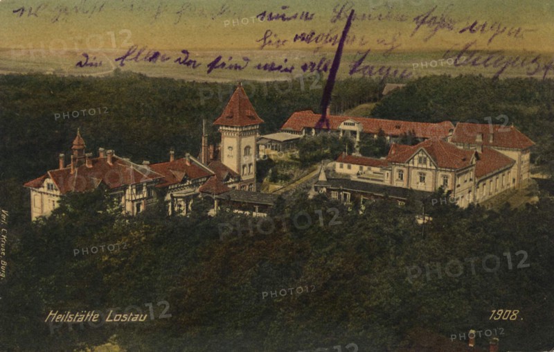 Heilstätte Lostau, lung sanatorium Lostau near Magdeburg, Saxony-Anhalt, Germany, view from about 1910, digital reproduction of a public domain postcard.