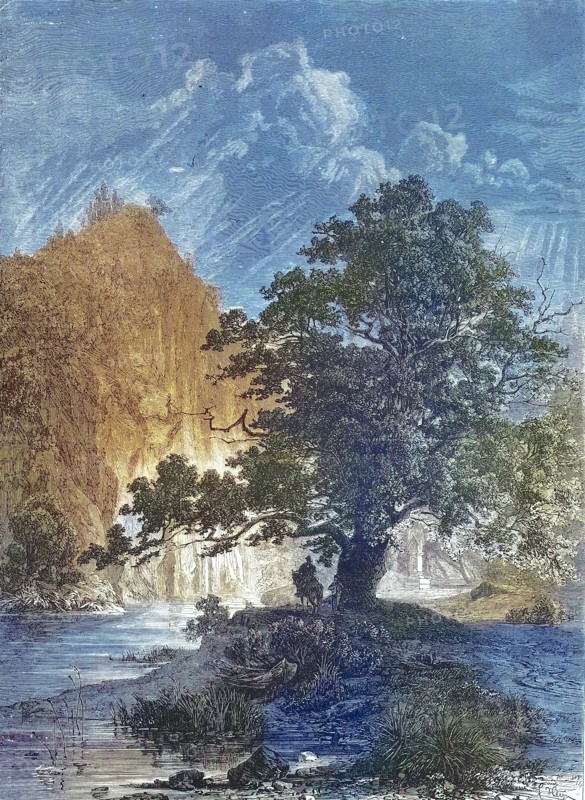 Harrassprung or Harrasfelsen and the Harras Oak in 1870