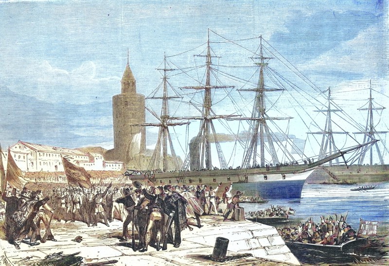 Docking of a ship and disembarkation of the crew
