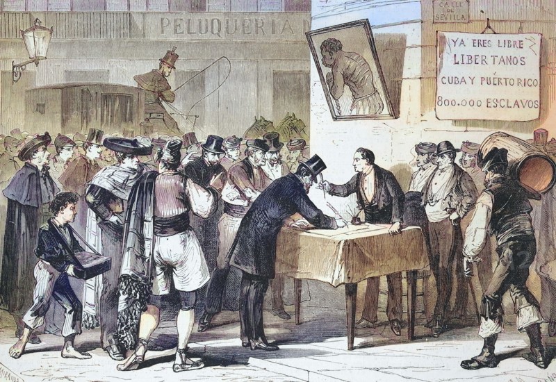 Public subscription in Madrid for the repurchase to free slaves from Cuba and Puerto Rico