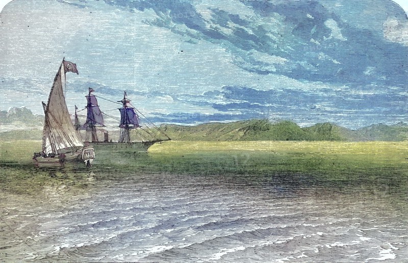 Sailing ships off the coast of Abyssinia