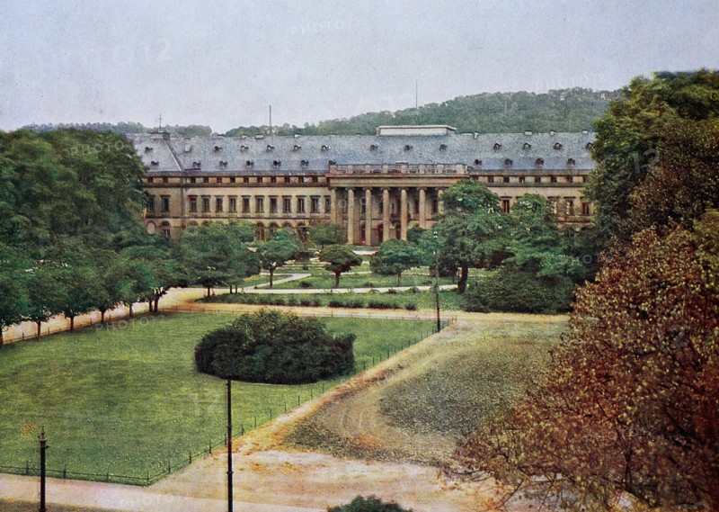 The castle in Koblenz in 1910, Rhineland-Palatinate, photograph, digitally restored reproduction of an original artwork from the early 20th century, exact original date not known.