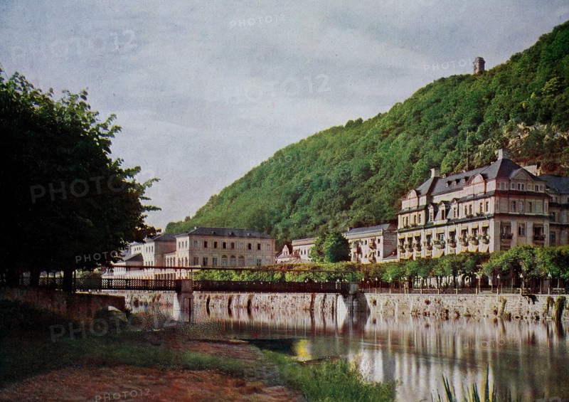 Bad Ems an der Lahn in 1910, Rhineland-Palatinate, Germany, photograph, digitally restored reproduction of an original artwork from the early 20th century, exact original date unknown.