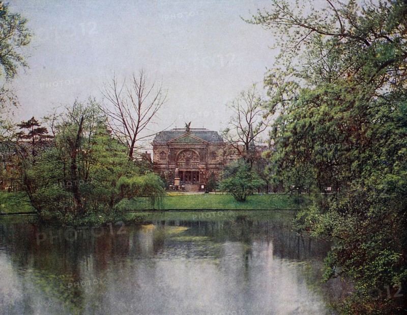 The Landskrone with the Kunsthalle in Düsseldorf in 1910, North Rhine-Westphalia, Germany, photograph, digitally restored reproduction of an original artwork from the early 20th century, exact original date unknown.