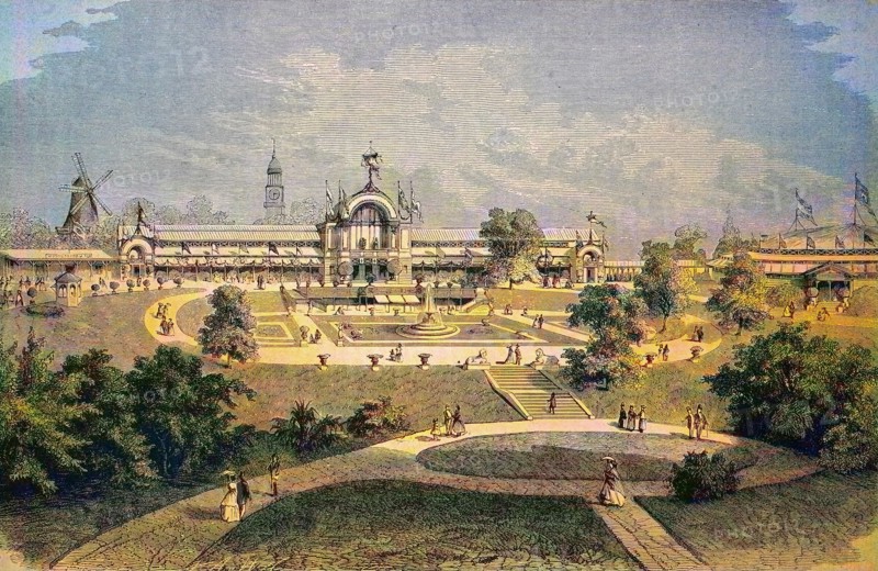 Projected buildings for the international horticultural exhibition in Hamburg in 1880