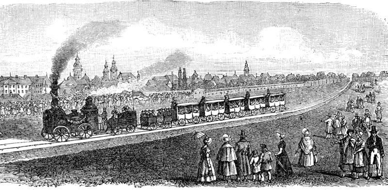 The First Train On The Line Of The Railway From Dresden To Leipzig